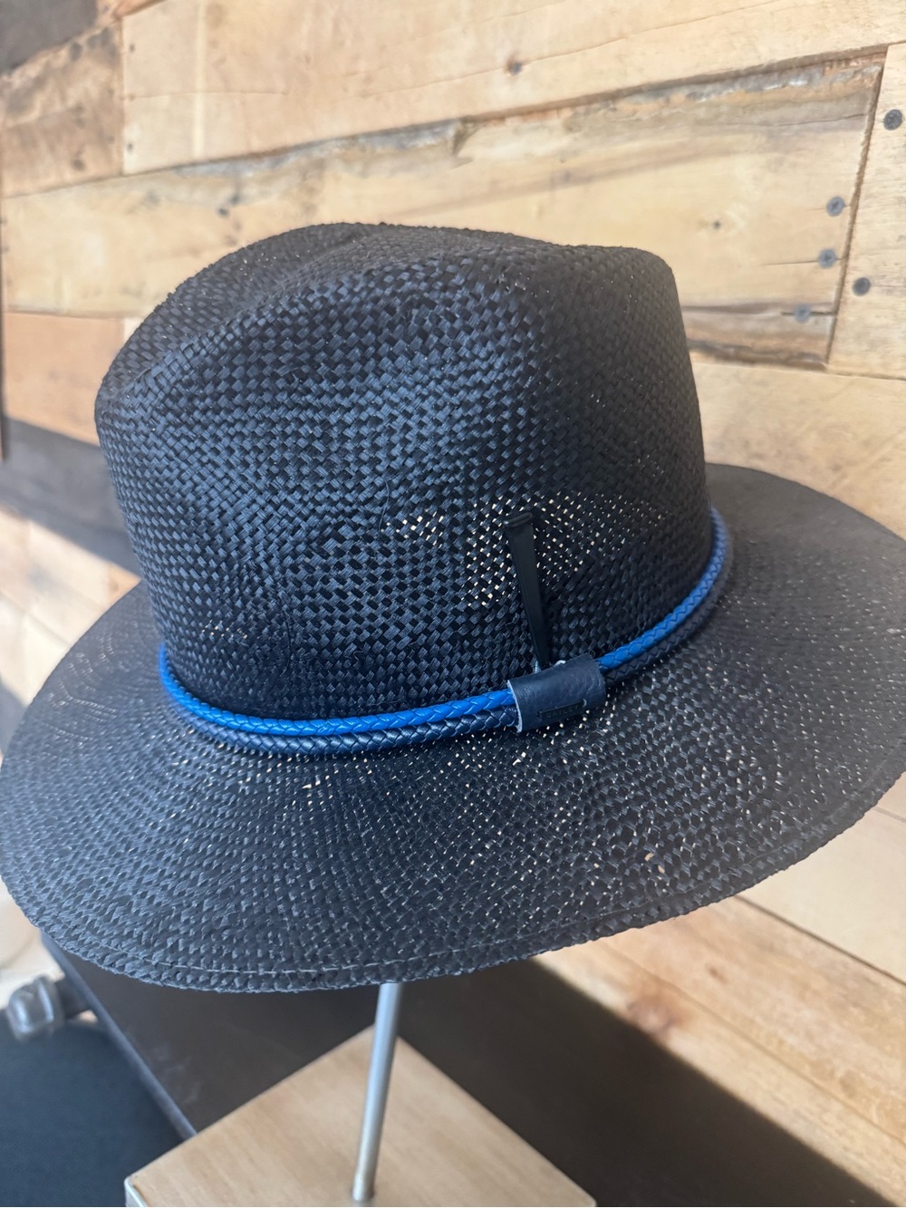 Bailey Of Hollywood Black Straw Fedora with Blue Band